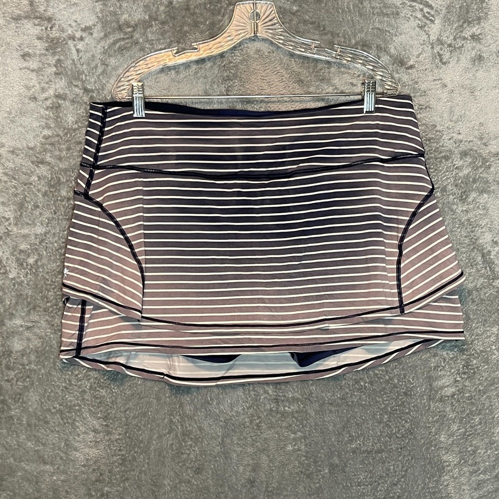 Athleta Womens‎ Stealth TruCool Skirt Skort XL Striped Tennis Pickleball Golf